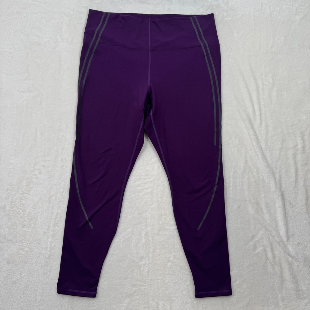 Fabletics Leggings Womens XL Purple PowerHold Reflective Stripe Athletic